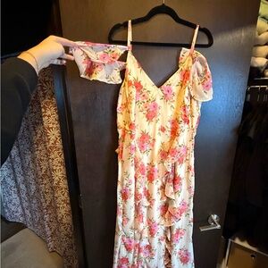 Old Navy Pink and Cream Floral Maxi Dress